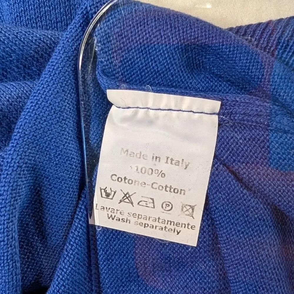 Camicissima Italy 100% Cotton Crewneck Pullover Sweater Sz XL Cobalt Blue Preppy